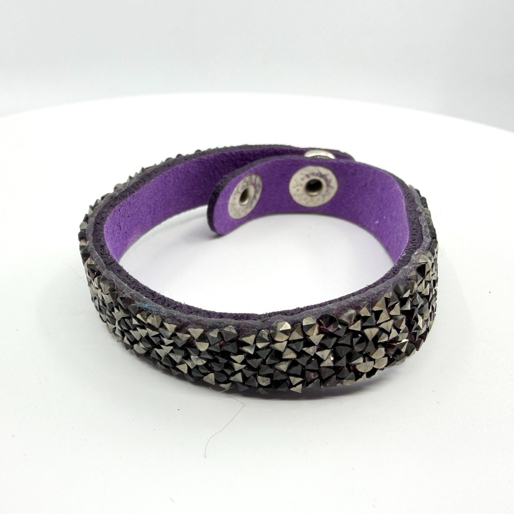 Purple Suede Crystal Studded Boho Chic Bracelet Wristband Accessory